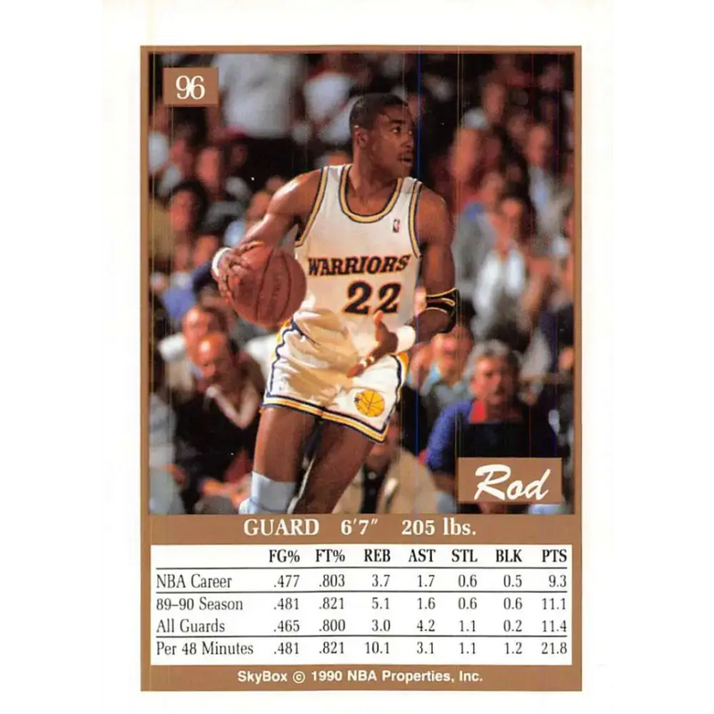 1990-91 SkyBox #96 Rod Higgins EX Excellent Golden State Warriors Basketball Card - Basketball Card Single