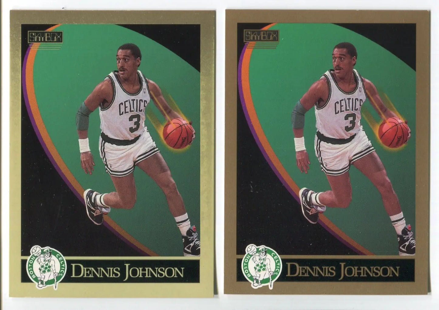1990-91 SkyBox Dennis Johnson #16 *VARIATION* Border & Green Tint Boston Celtics - Basketball Card Single
