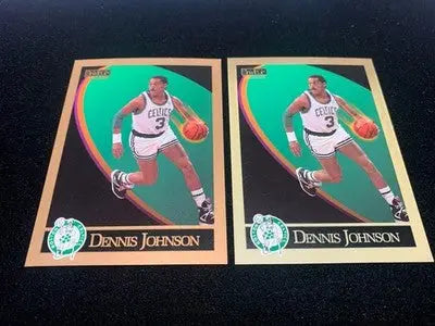 1990-91 SkyBox Dennis Johnson #16 *VARIATION* Border & Green Tint Boston Celtics - Basketball Card Single