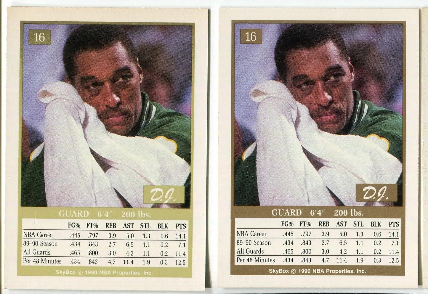 1990-91 SkyBox Dennis Johnson #16 *VARIATION* Border & Green Tint Boston Celtics - Basketball Card Single