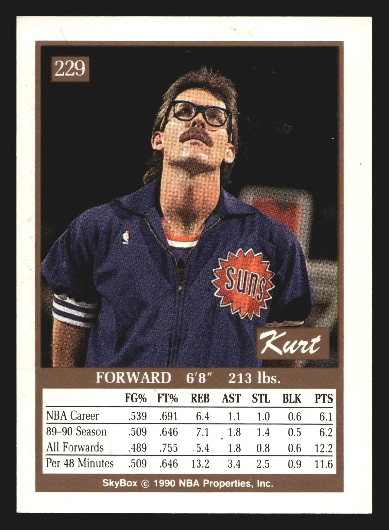 1990-91 SkyBox Kurt Rambis #229 Phoenix Suns - Basketball Card Single