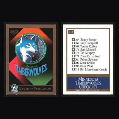1990-91 SkyBox Minnesota Timberwolves #343 Team Logo Checklist - Basketball Card Single