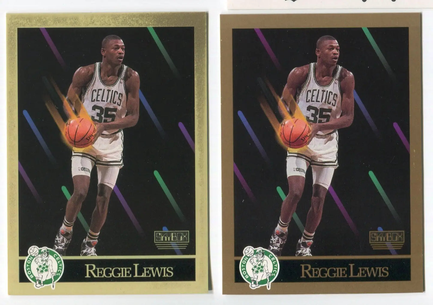 1990-91 SkyBox Reggie Lewis #18 *VARIATION* Border & Green Tint Boston Celtics - Basketball Card Single