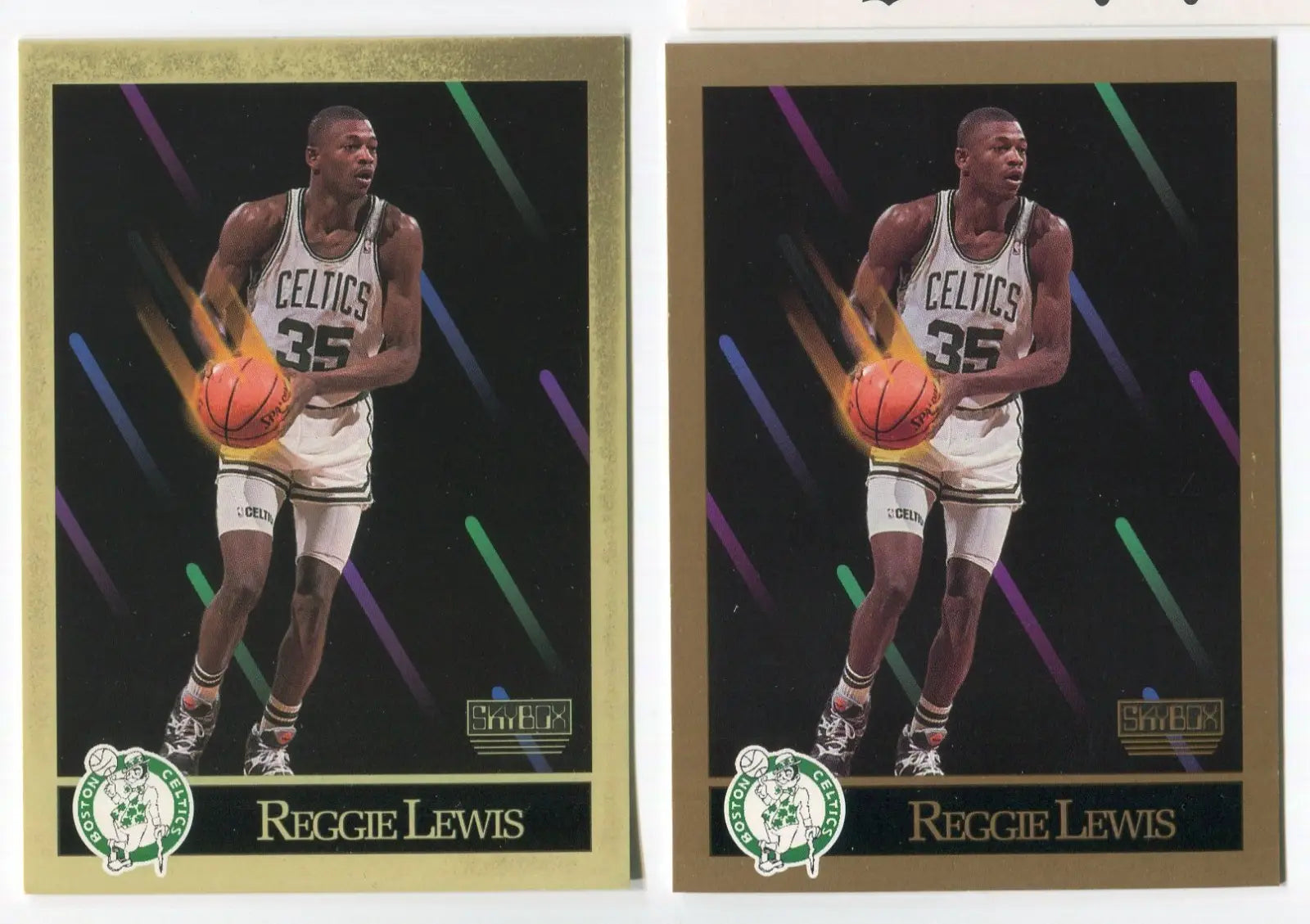 1990-91 SkyBox Reggie Lewis #18 *VARIATION* Border & Green Tint Boston Celtics - Basketball Card Single