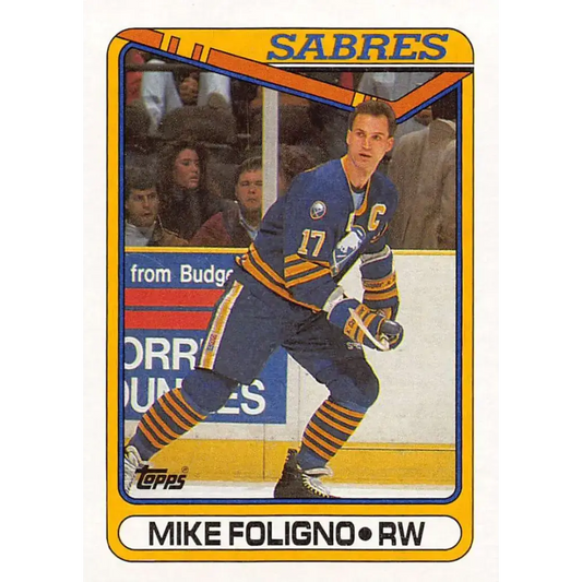 1990-91 Topps #123 Mike Foligno NM-MT Buffalo Sabres Hockey Card