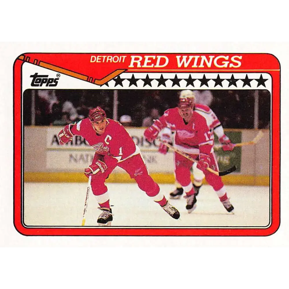 1990-91 Topps #133 Red Wings Team NM-MT Detroit Red Wings Hockey Card - Hockey Card Single