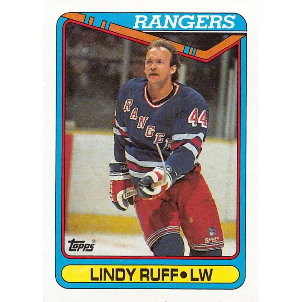 1990-91 Topps #143 Lindy Ruff NM-MT New York Rangers Hockey Card - Hockey Card Single