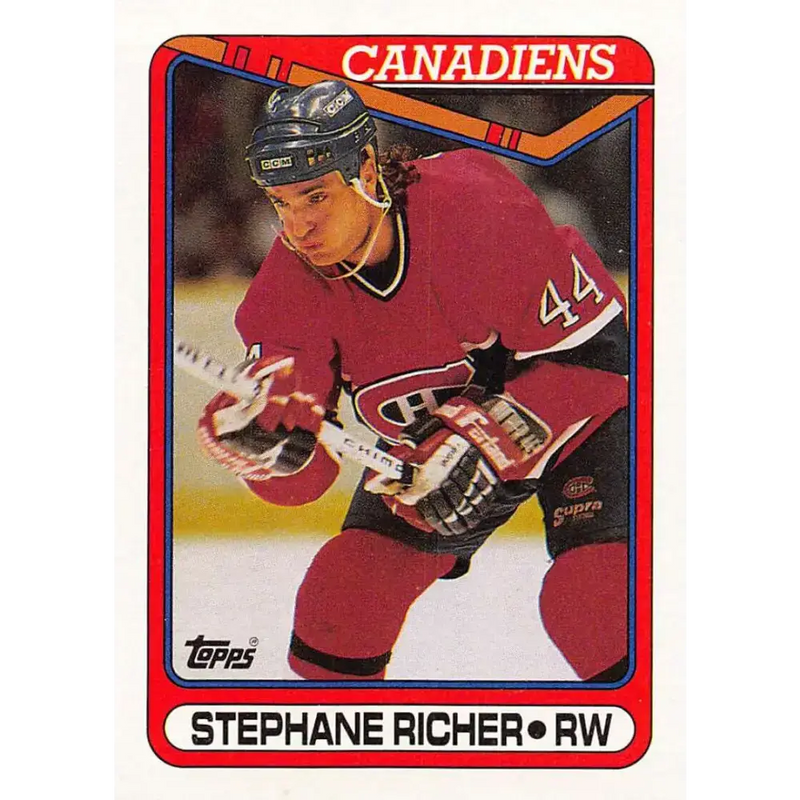 1990-91 Topps #186 Stephane Richer NM-MT Montreal Canadiens Hockey Card - Hockey Card Single