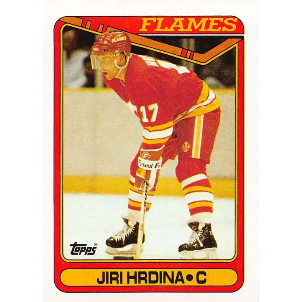 1990-91 Topps #234 Jiri Hrdina NM-MT Calgary Flames Hockey Card - Hockey Card Single