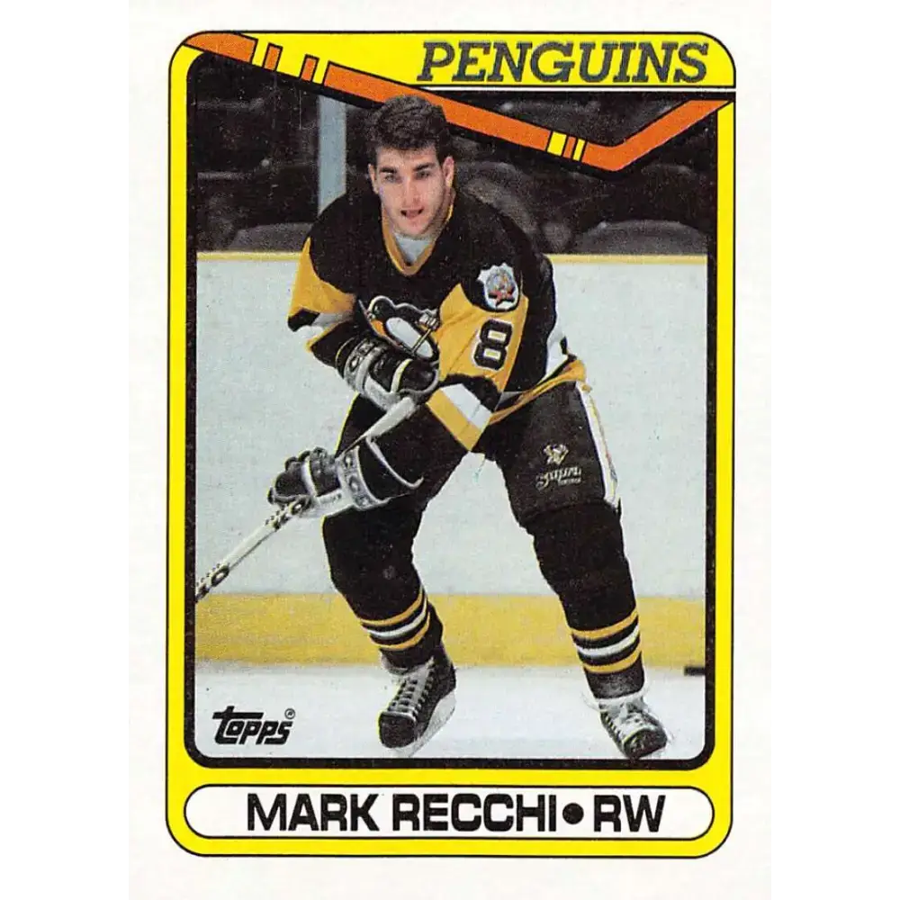 1990-91 Topps #280 Mark Recchi NM-MT RC Rookie Pittsburgh Penguins Hockey Card - Hockey Card Single