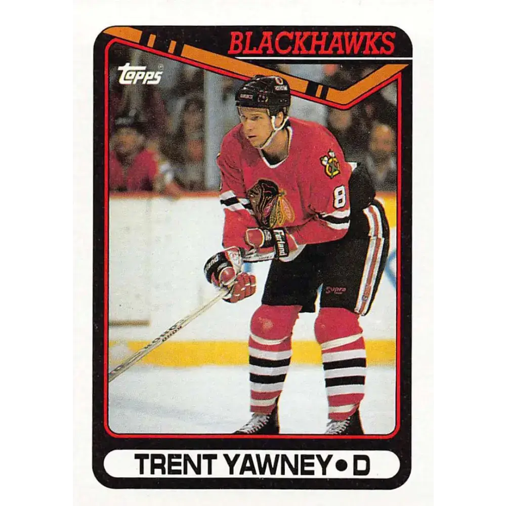 1990-91 Topps #297 Trent Yawney NM-MT Chicago Blackhawks Hockey Card - Hockey Card Single