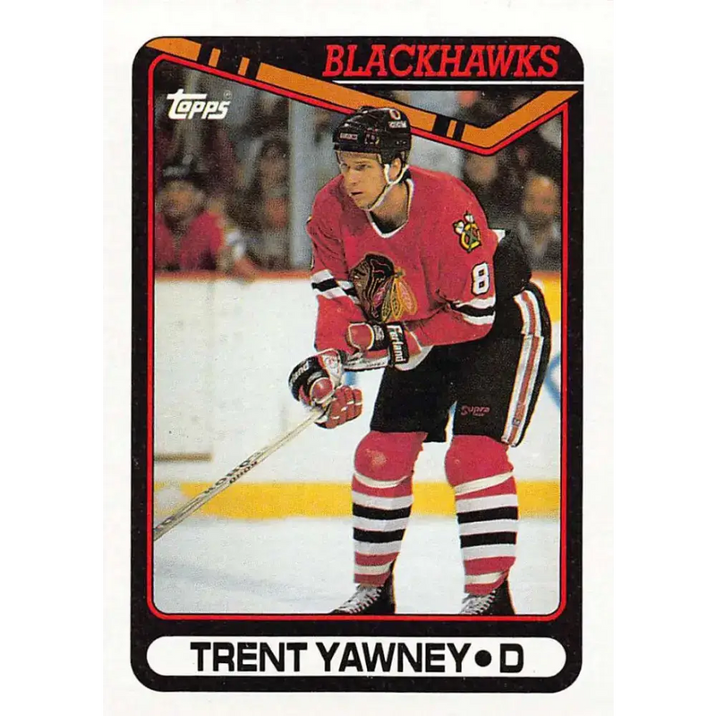 1990-91 Topps #297 Trent Yawney NM-MT Chicago Blackhawks Hockey Card - Hockey Card Single