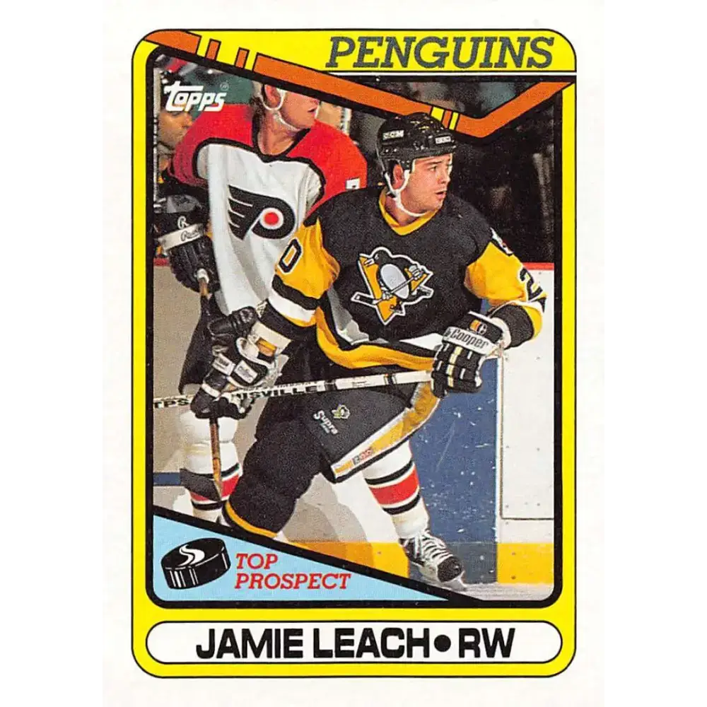 1990-91 Topps #377 Jamie Leach NM-MT Pittsburgh Penguins Hockey Card - Hockey Card Single