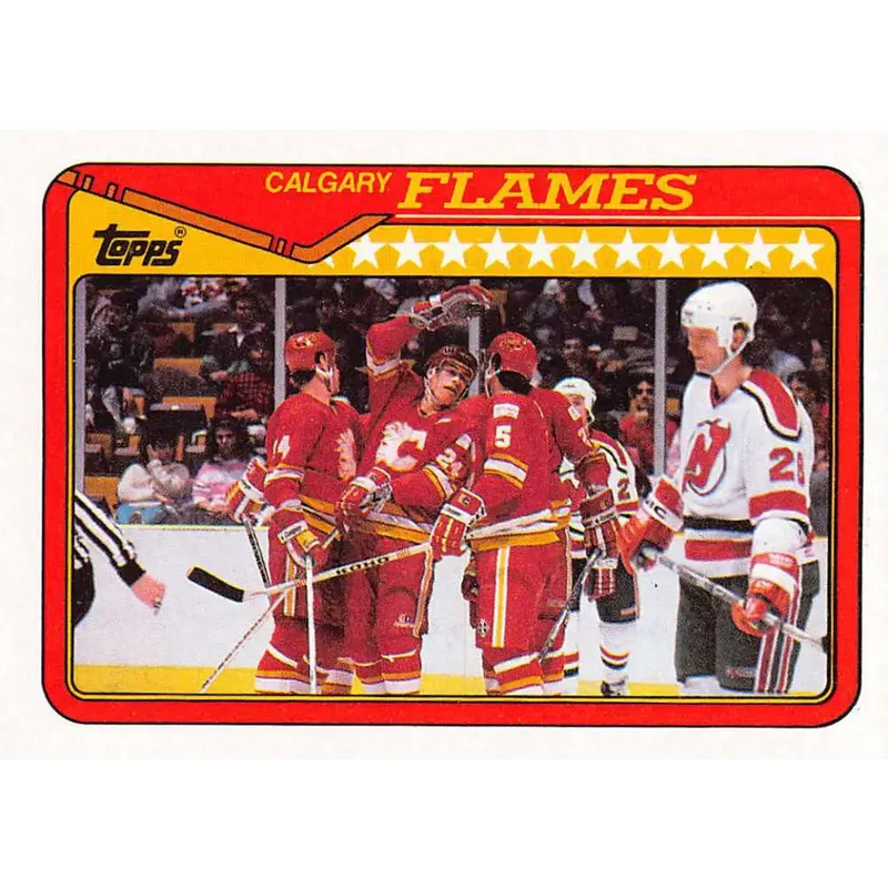 1990-91 Topps #38 Flames Team NM-MT Hockey Card - Hockey Card Single