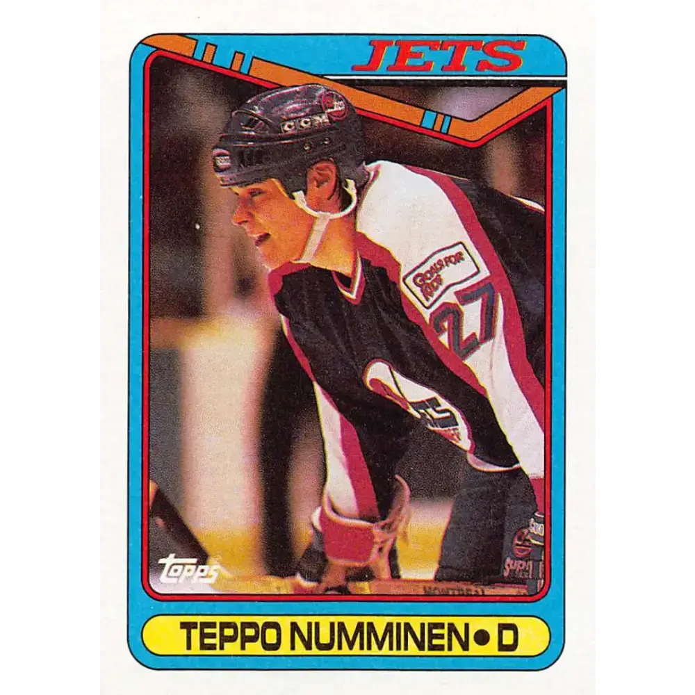 1990-91 Topps #385 Teppo Numminen NM-MT RC Rookie Winnipeg Jets Hockey Card - Hockey Card Single