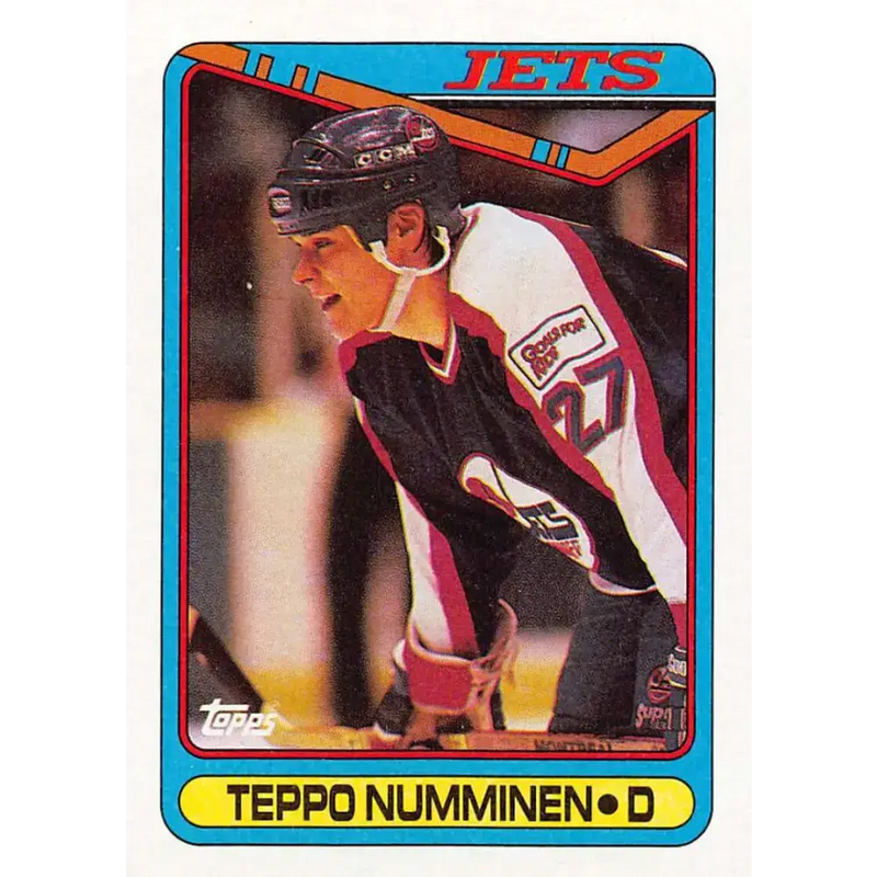 1990-91 Topps #385 Teppo Numminen NM-MT RC Rookie Winnipeg Jets Hockey Card - Hockey Card Single