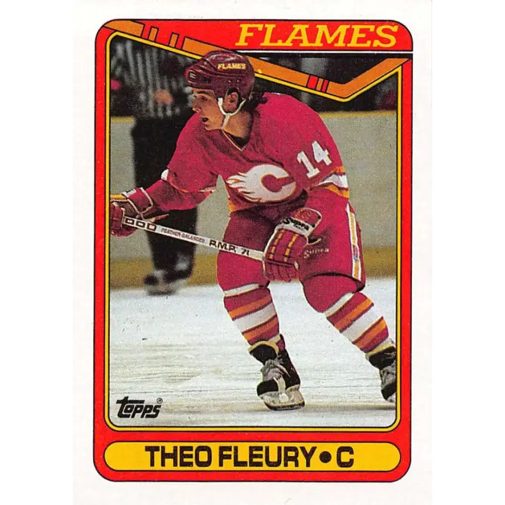1990-91 Topps #386 Theo Fleury NM-MT Calgary Flames Hockey Card - Hockey Card Single