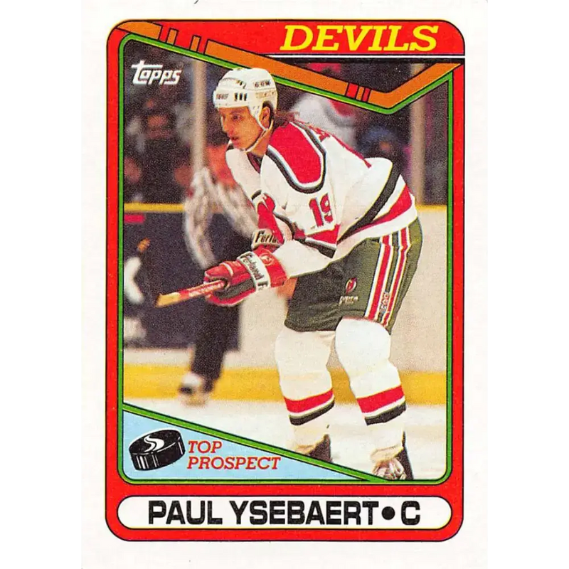1990-91 Topps #49 Paul Ysebaert NM-MT RC Rookie New Jersey Devils Hockey Card - Hockey Card Single