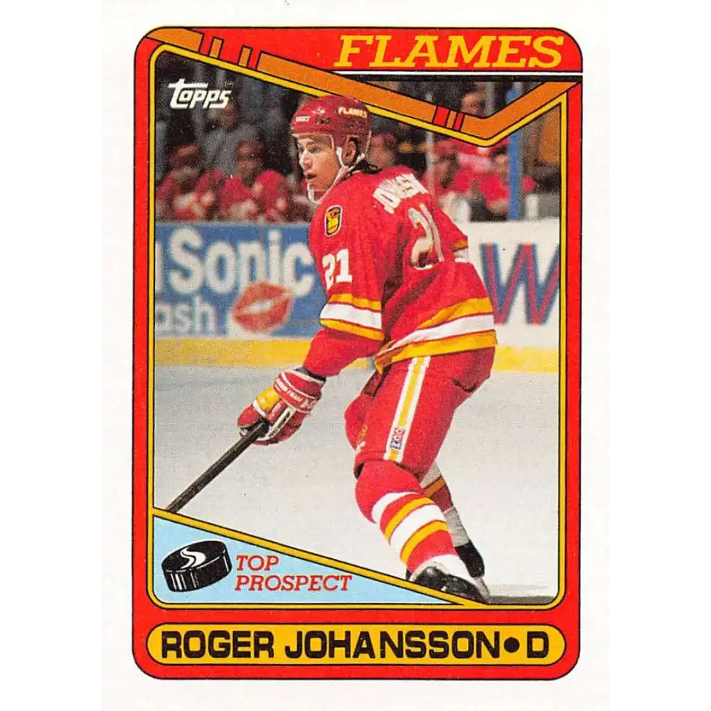 1990-91 Topps #96 Roger Johansson NM-MT Calgary Flames Hockey Card - Hockey Card Single