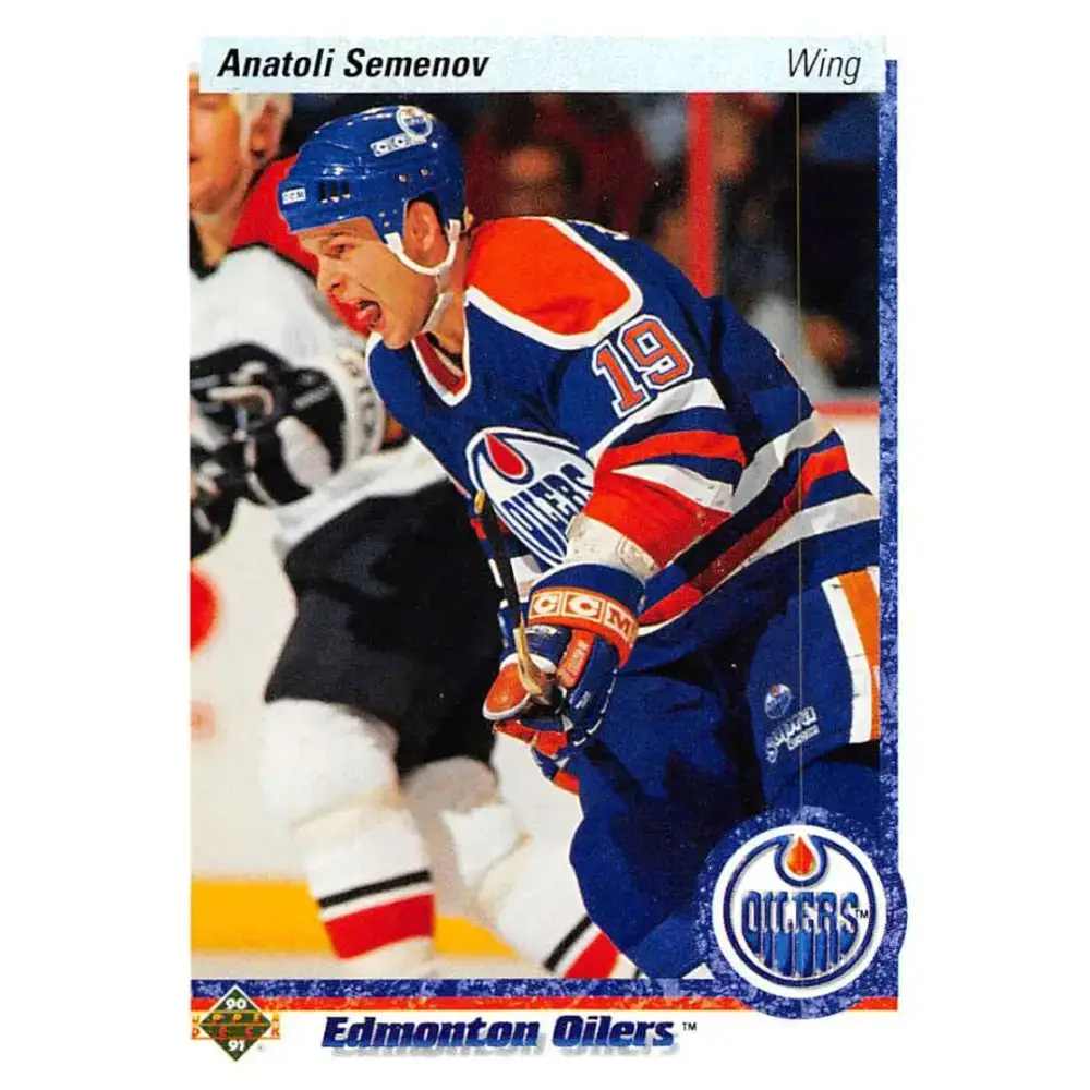 1990-91 Upper Deck #405 Anatoli Semenov NM-MT RC Rookie Edmonton Oilers Hockey Card - Hockey Card Single