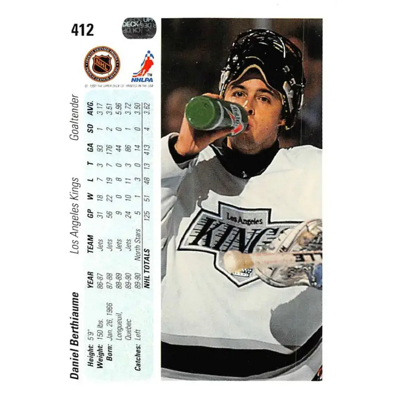 1990-91 Upper Deck #412 Daniel Berthiaume NM-MT Hockey Card - Hockey Card Single