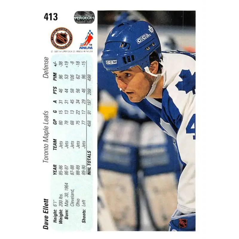 1990-91 Upper Deck #413 Dave Ellett NM-MT Hockey Card - Hockey Card Single