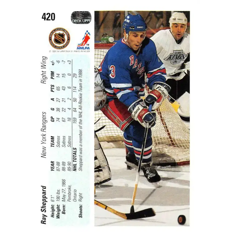 1990-91 Upper Deck #420 Ray Sheppard NM-MT Hockey Card - Hockey Card Single