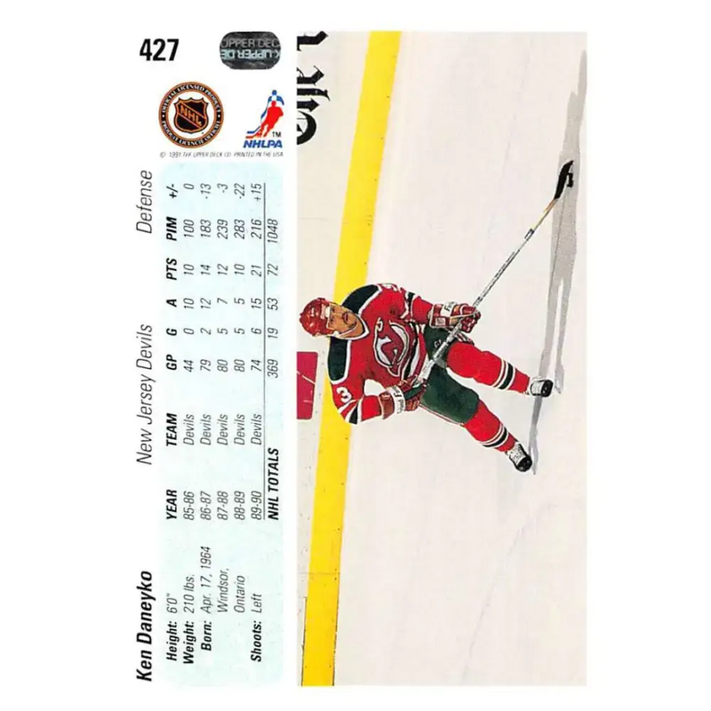 1990-91 Upper Deck #427 Ken Daneyko NM-MT New Jersey Devils Hockey Card - Hockey Card Single
