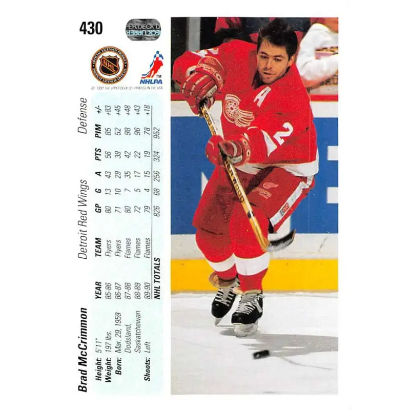 1990-91 Upper Deck #430 Brad McCrimmon NM-MT Hockey Card - Hockey Card Single
