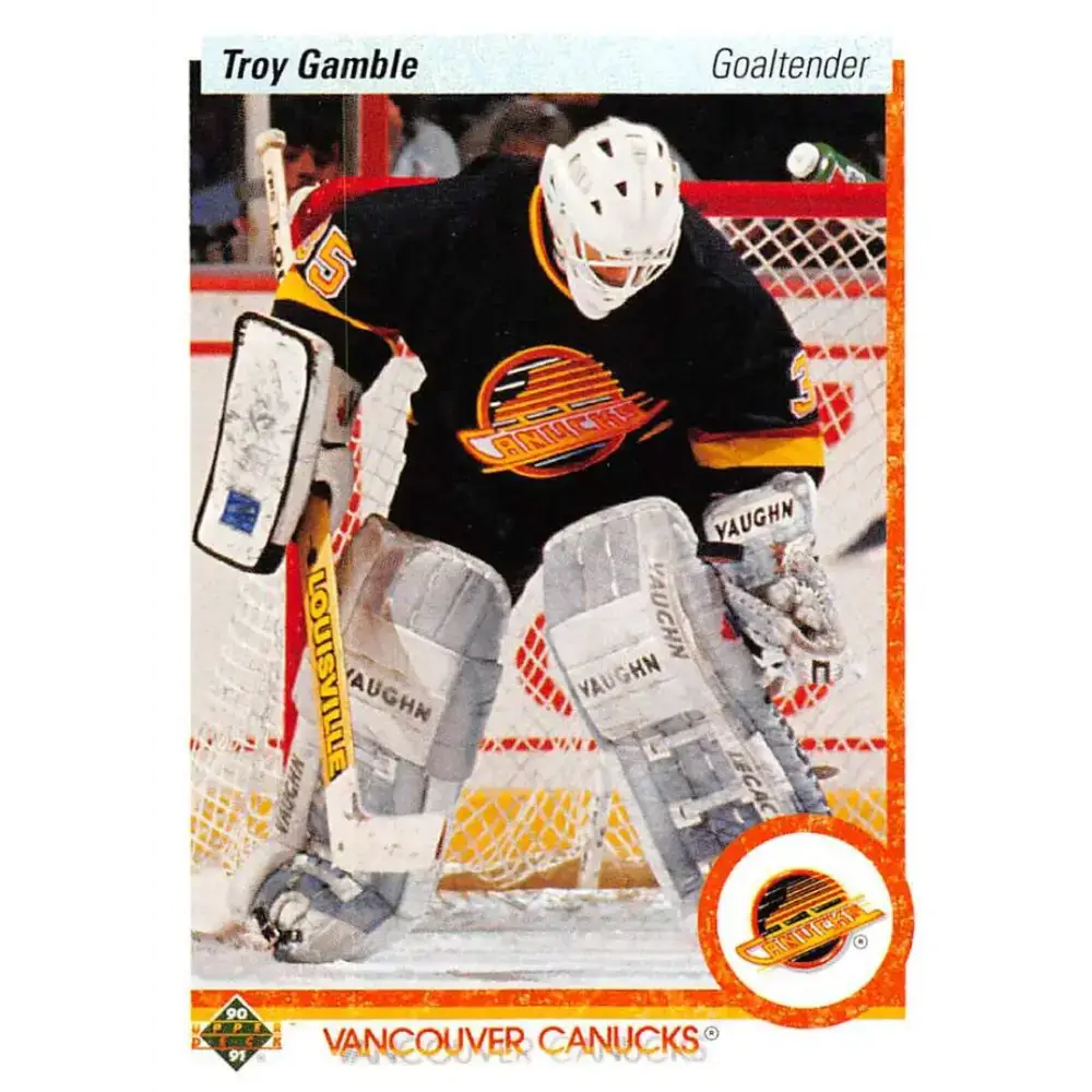 1990-91 Upper Deck #434 Troy Gamble NM-MT RC Rookie Vancouver Canucks Hockey Card - Hockey Card Single