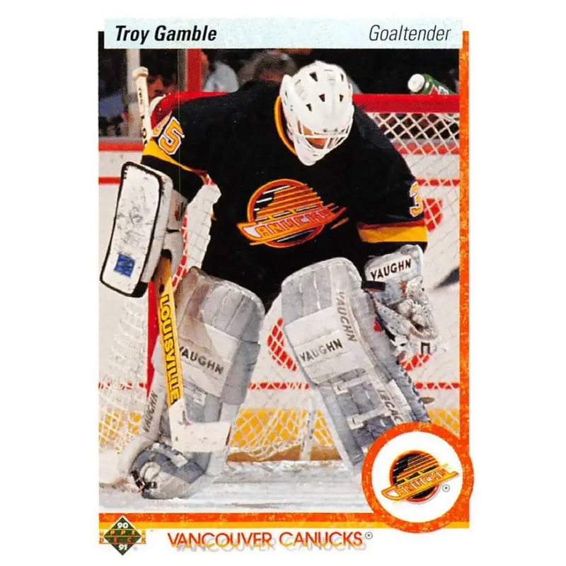 1990-91 Upper Deck #434 Troy Gamble NM-MT RC Rookie Vancouver Canucks Hockey Card - Hockey Card Single