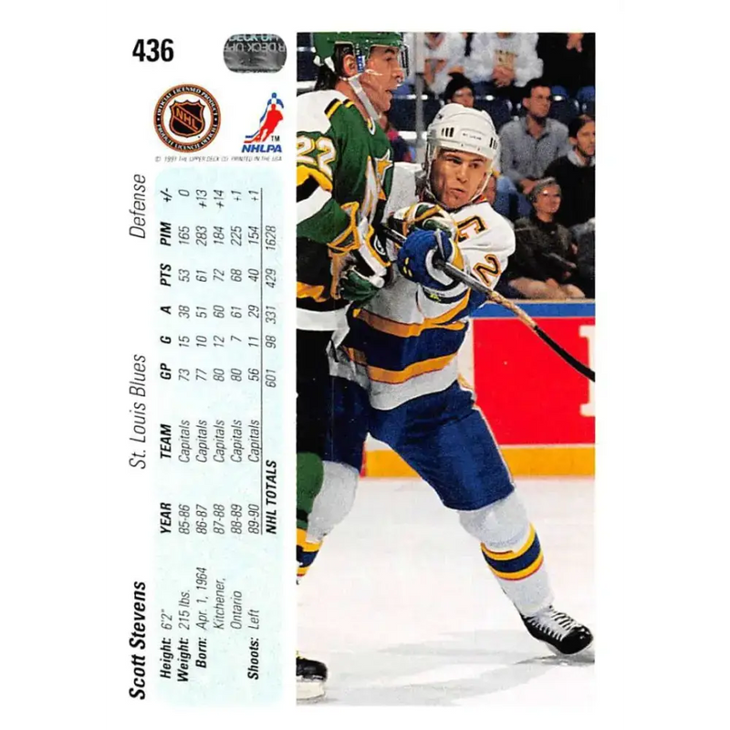 1990-91 Upper Deck #436 Scott Stevens NM-MT Hockey Card - Hockey Card Single