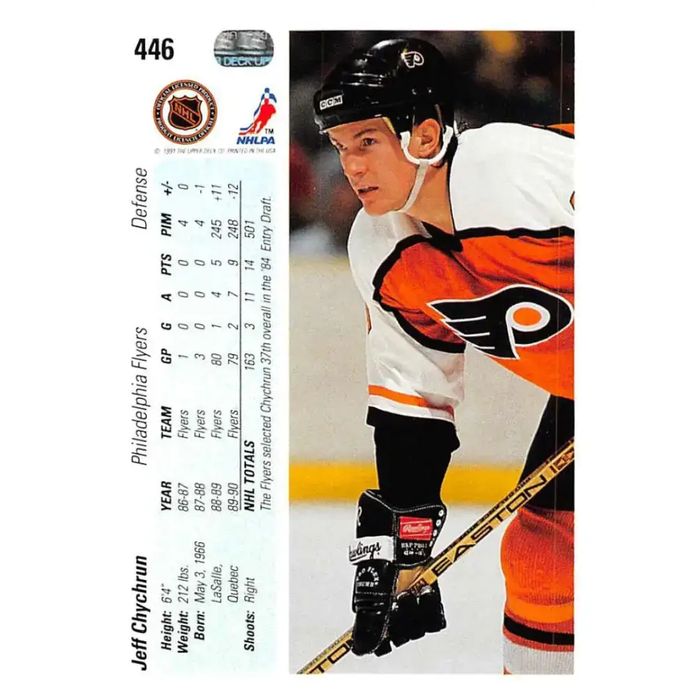 1990-91 Upper Deck #446 Jeff Chychrun NM-MT Philadelphia Flyers Hockey Card - Hockey Card Single