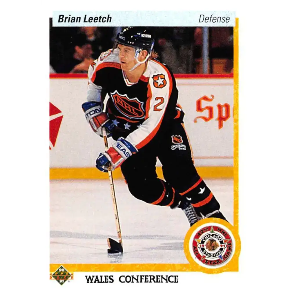 1990-91 Upper Deck #485 Brian Leetch NM-MT New York Rangers Hockey Card - Hockey Card Single