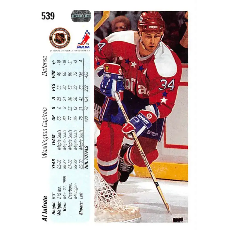 1990-91 Upper Deck #539 Al Iafrate NM-MT Hockey Card - Hockey Card Single