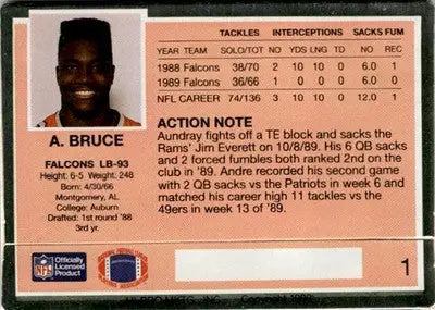 1990 Action Packed #1 Aundray Bruce - Football Card Single