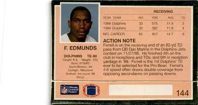 1990 Action Packed #144 Ferrell Edmunds - Football Card Single