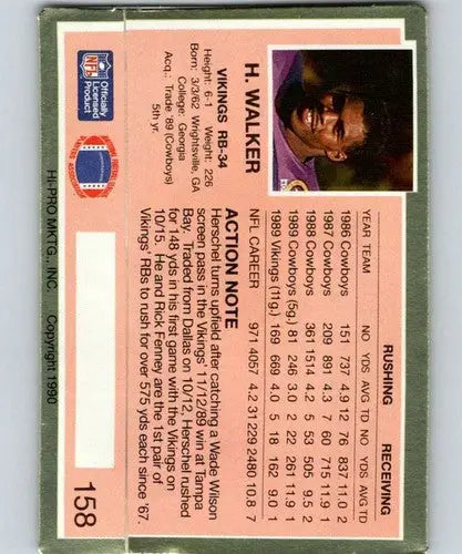 1990 Action Packed #158 Herschel Walker NM Near Mint Vikings ID:77349 - Football Card Single