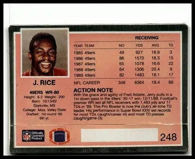 1990 Action Packed #248 Jerry Rice - Football Card Single