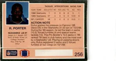 1990 Action Packed #256 Rufus Porter - Football Card Single