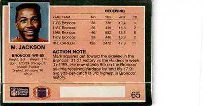 1990 Action Packed #65 Mark Jackson - Football Card Single