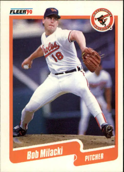 1990 Bob Milacki Fleer Baseball Card #182 - Baseball Card Single