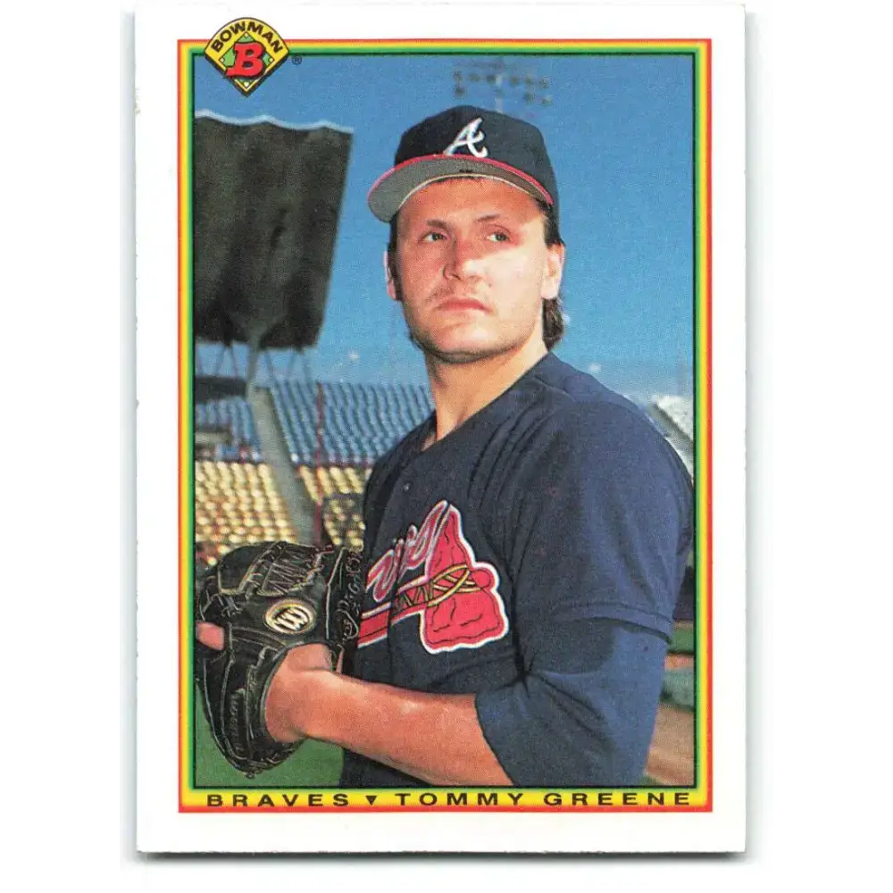 1990 Bowman #1 Tommy Greene NM-MT RC Rookie Atlanta Braves Baseball Card - Baseball Card Single