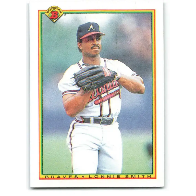 1990 Bowman #12 Lonnie Smith NM-MT Atlanta Braves Baseball Card - Baseball Card Single