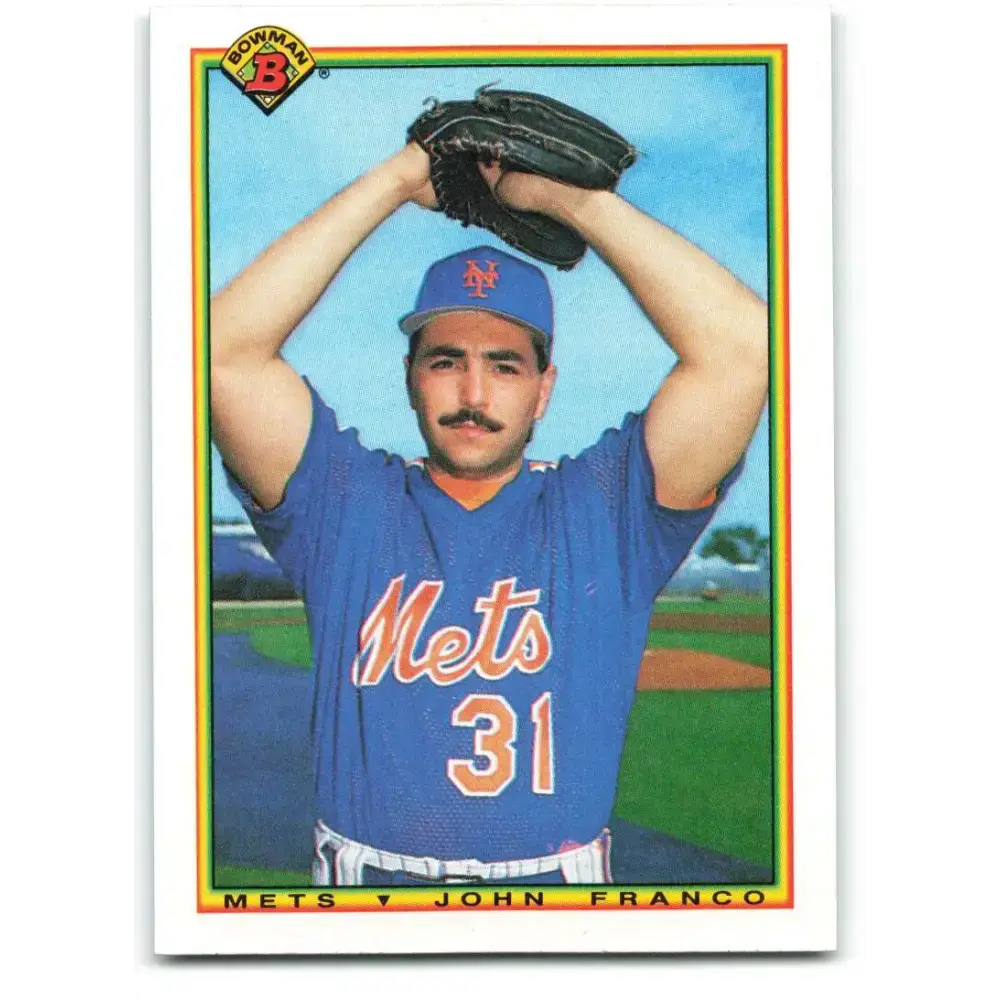 1990 Bowman #128 John Franco NM-MT New York Mets Baseball Card - Baseball Card Single