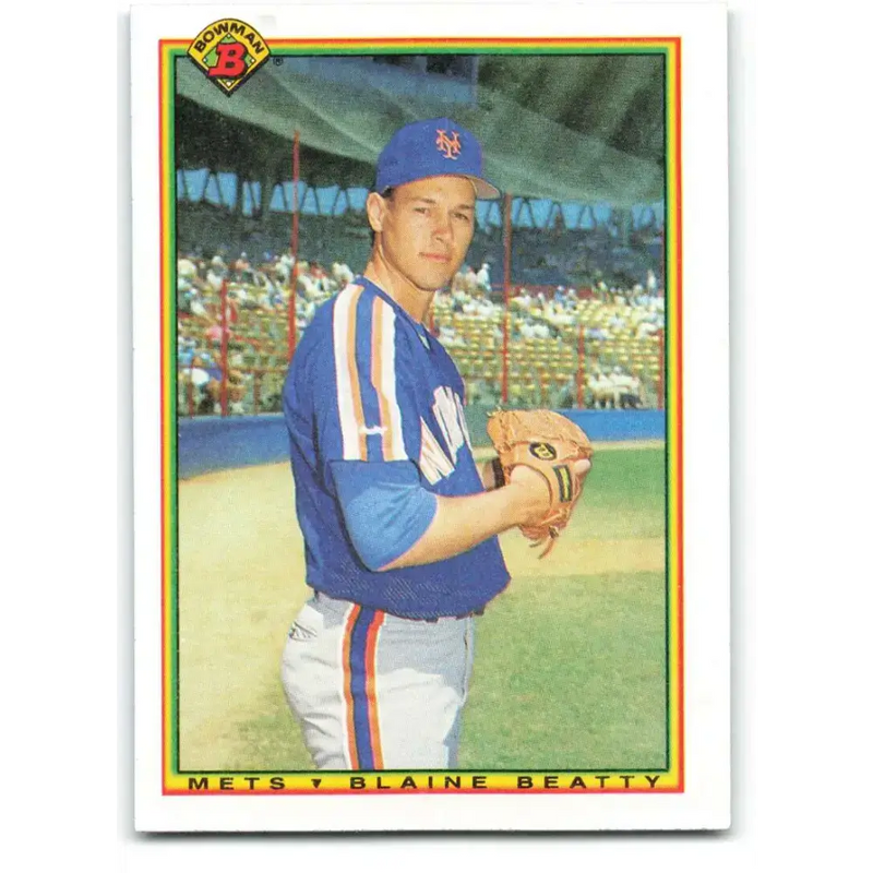 1990 Bowman #130 Blaine Beatty NM-MT RC Rookie New York Mets Baseball Card - Baseball Card Single