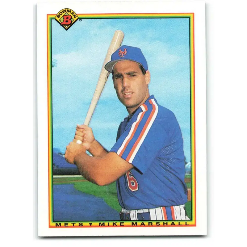 1990 Bowman #132 Mike Marshall NM-MT New York Mets Baseball Card - Baseball Card Single