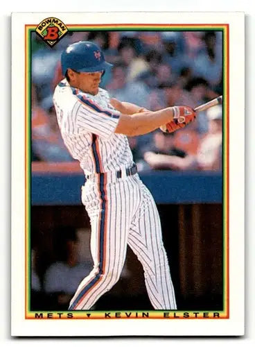 Original gloss Kevin Elster Mets baseball cards 1990 Bowman #137 collectible card