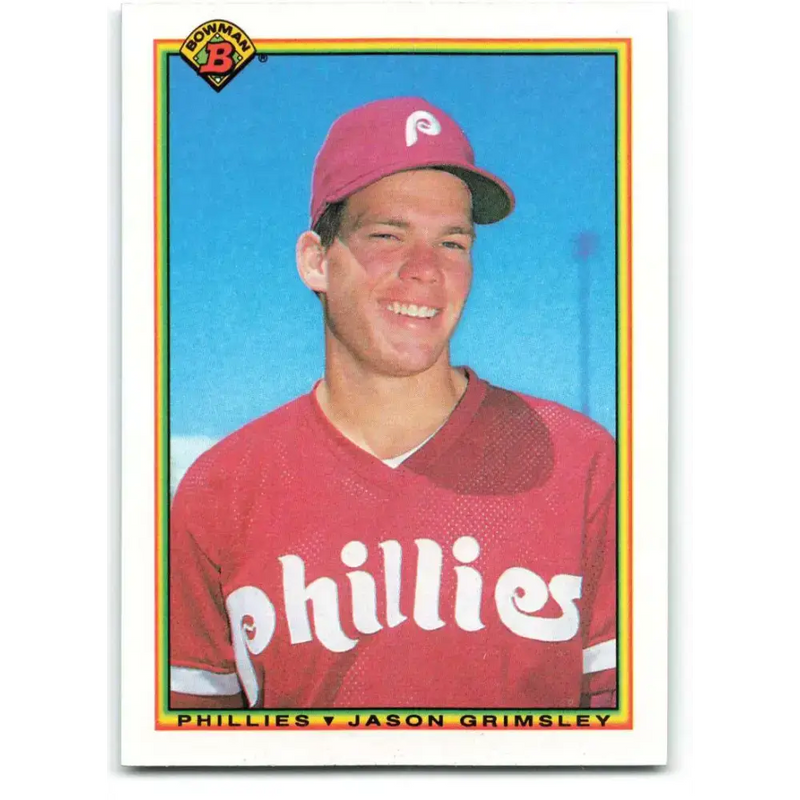 1990 Bowman #151 Jason Grimsley NM-MT RC Rookie Philadelphia Phillies Baseball Card - Baseball Card Single
