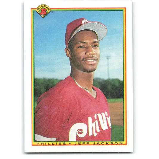 1990 Bowman #157 Jeff Jackson NM-MT RC Rookie Philadelphia Phillies Baseball Card